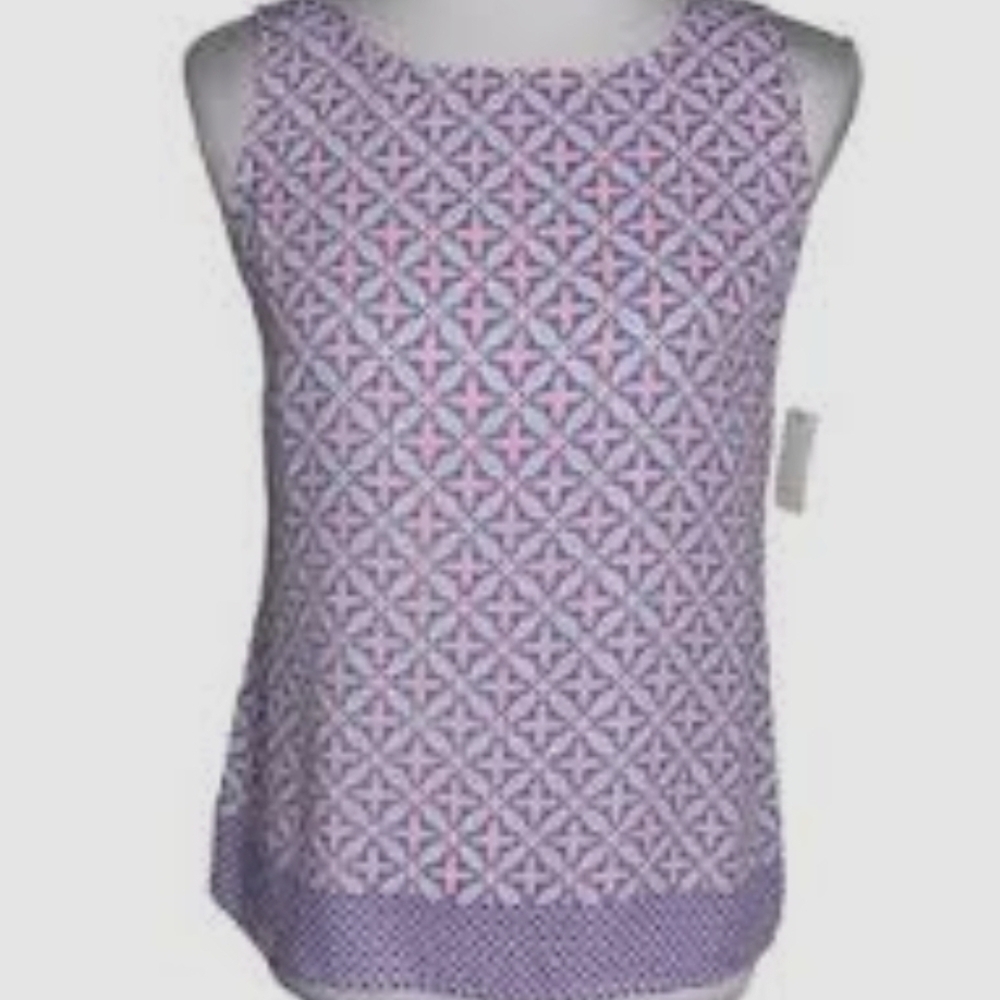 Talbots Lavender and Pink Geometric Sleeveless Tank